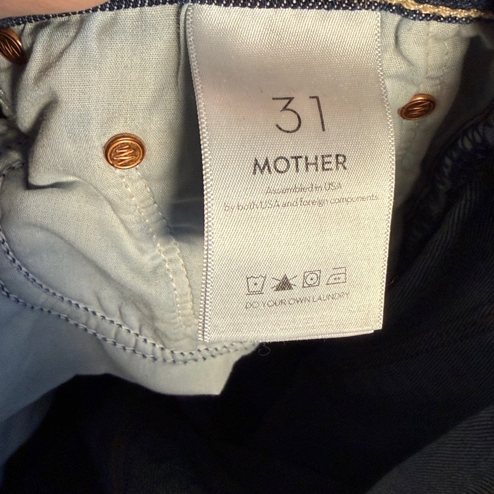 MOTHER The‎ Insider Crop Step Fray Girl Crush Dark Wash Raw Hem Size 31 - Picture 5 of 7